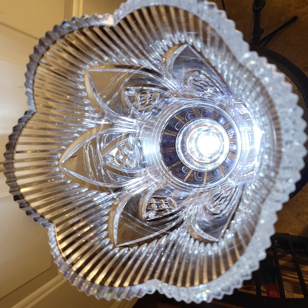 #1 Huge German Crystal Hurricane Vase Vintage 14" - Picture 5 of 9